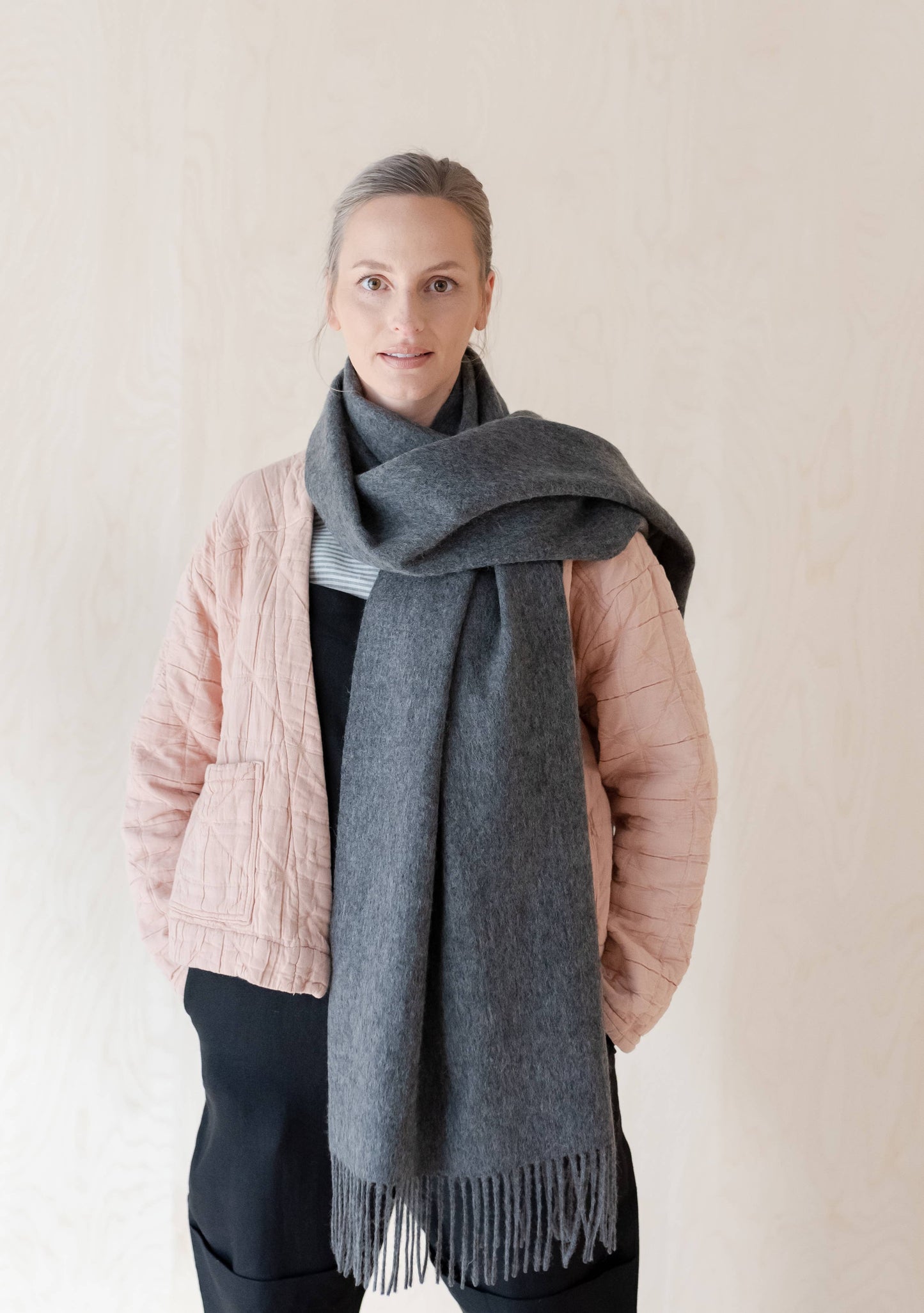 Lambswool Oversized Scarf |Charcoal Melange