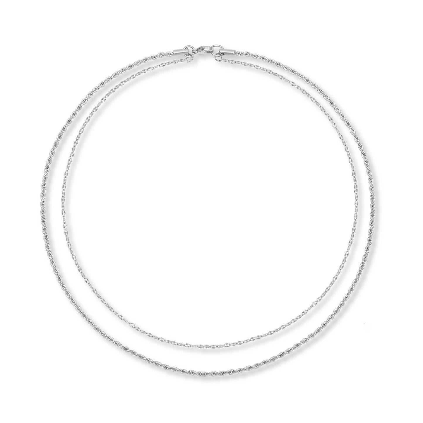 Contrast Layered Necklace | Silver