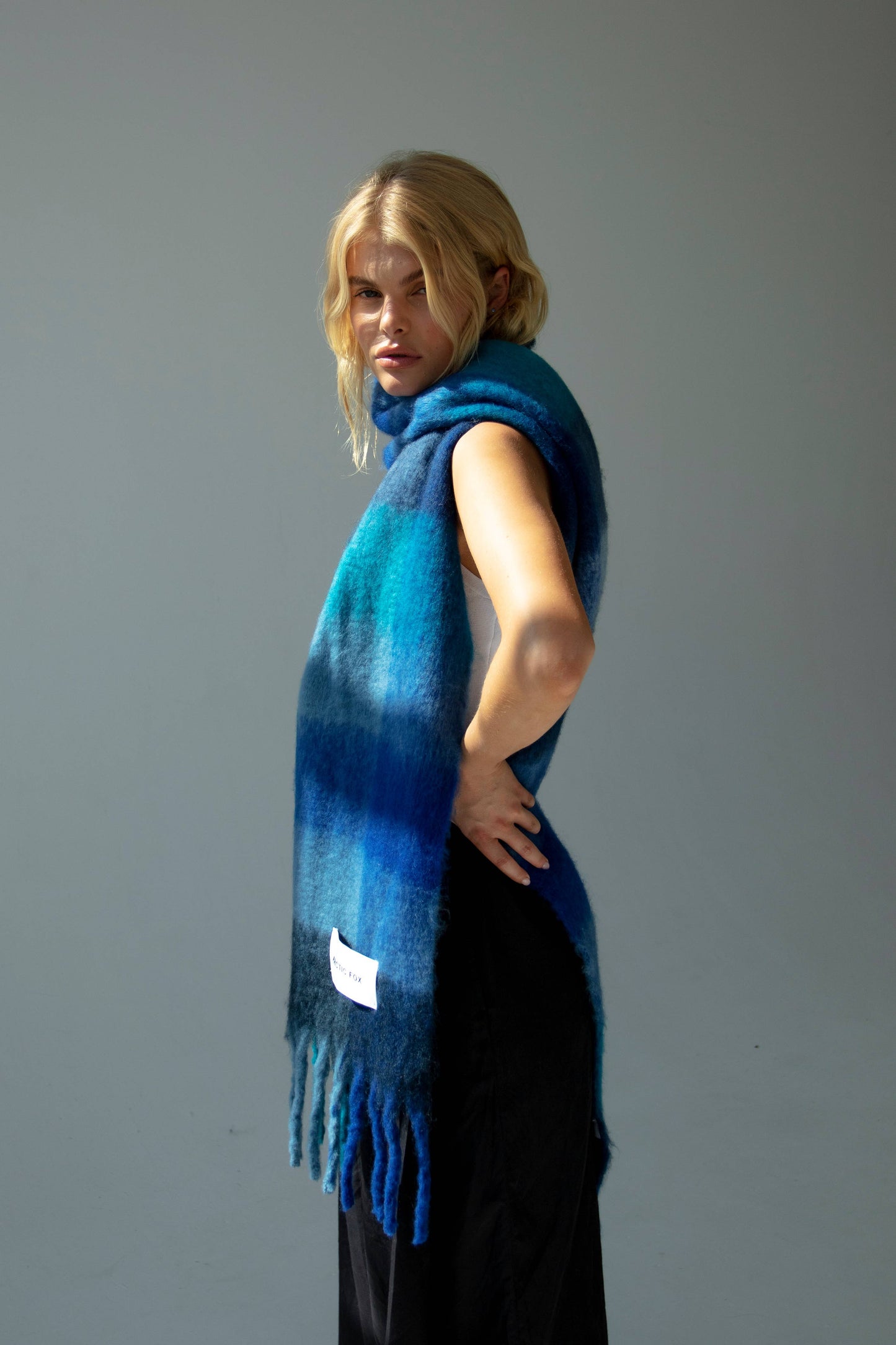 The Reykjavik Scarf - 100% Recycled - Blue Check - AW25