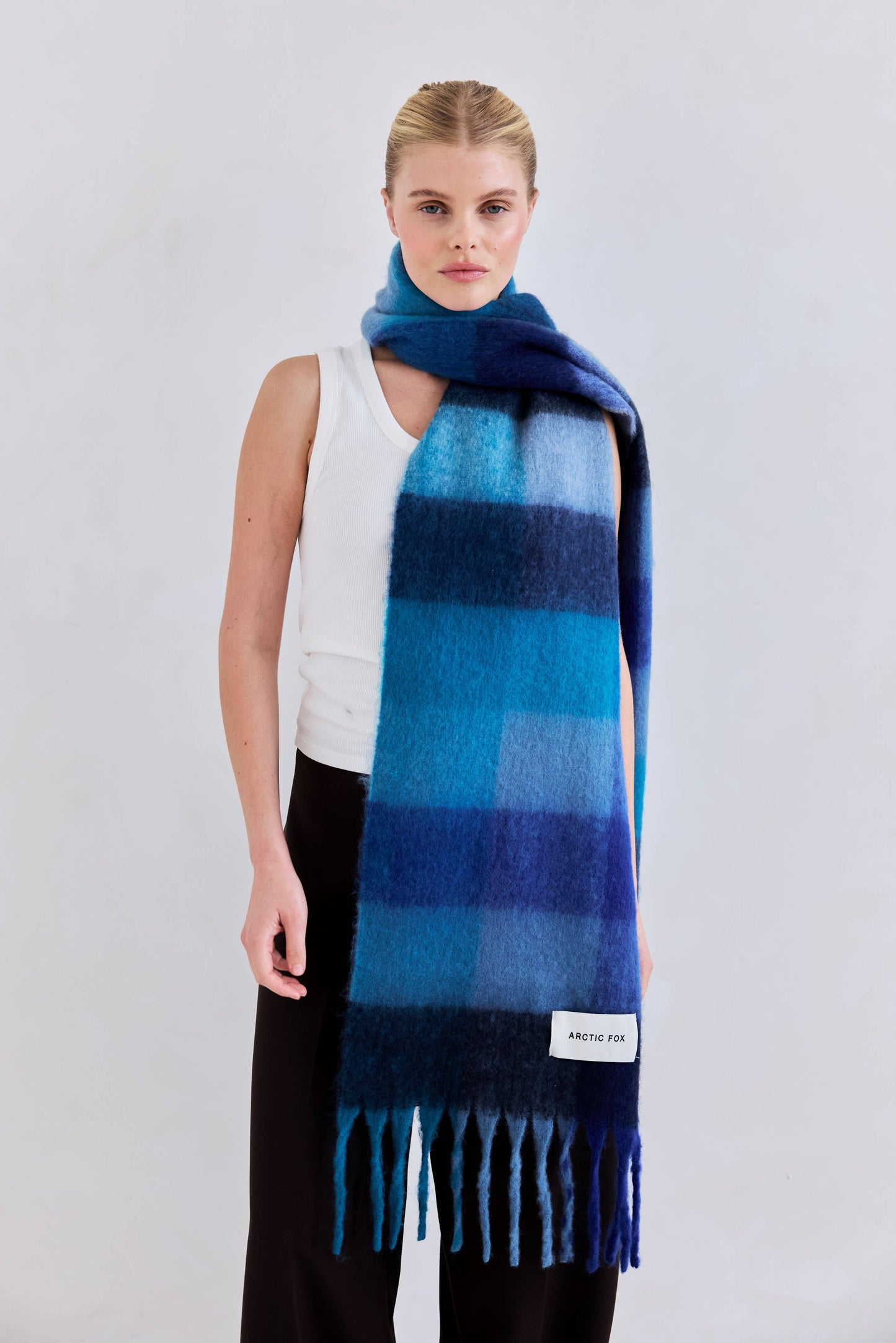 The Reykjavik Scarf - 100% Recycled - Blue Check - AW25