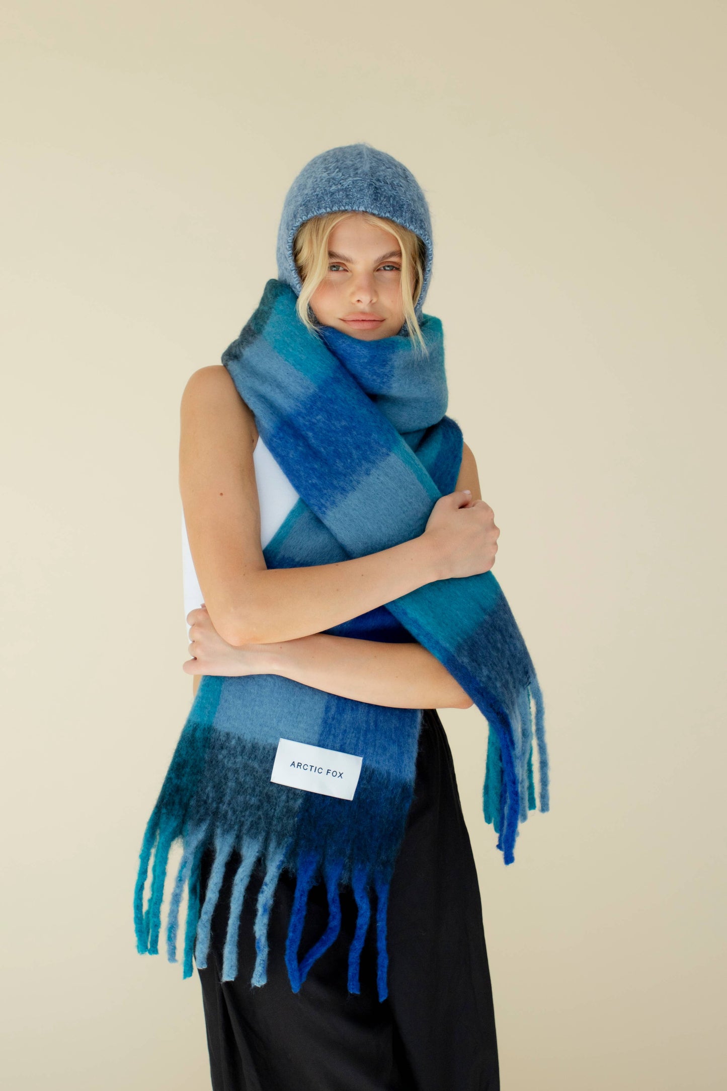 The Reykjavik Scarf - 100% Recycled - Blue Check - AW25