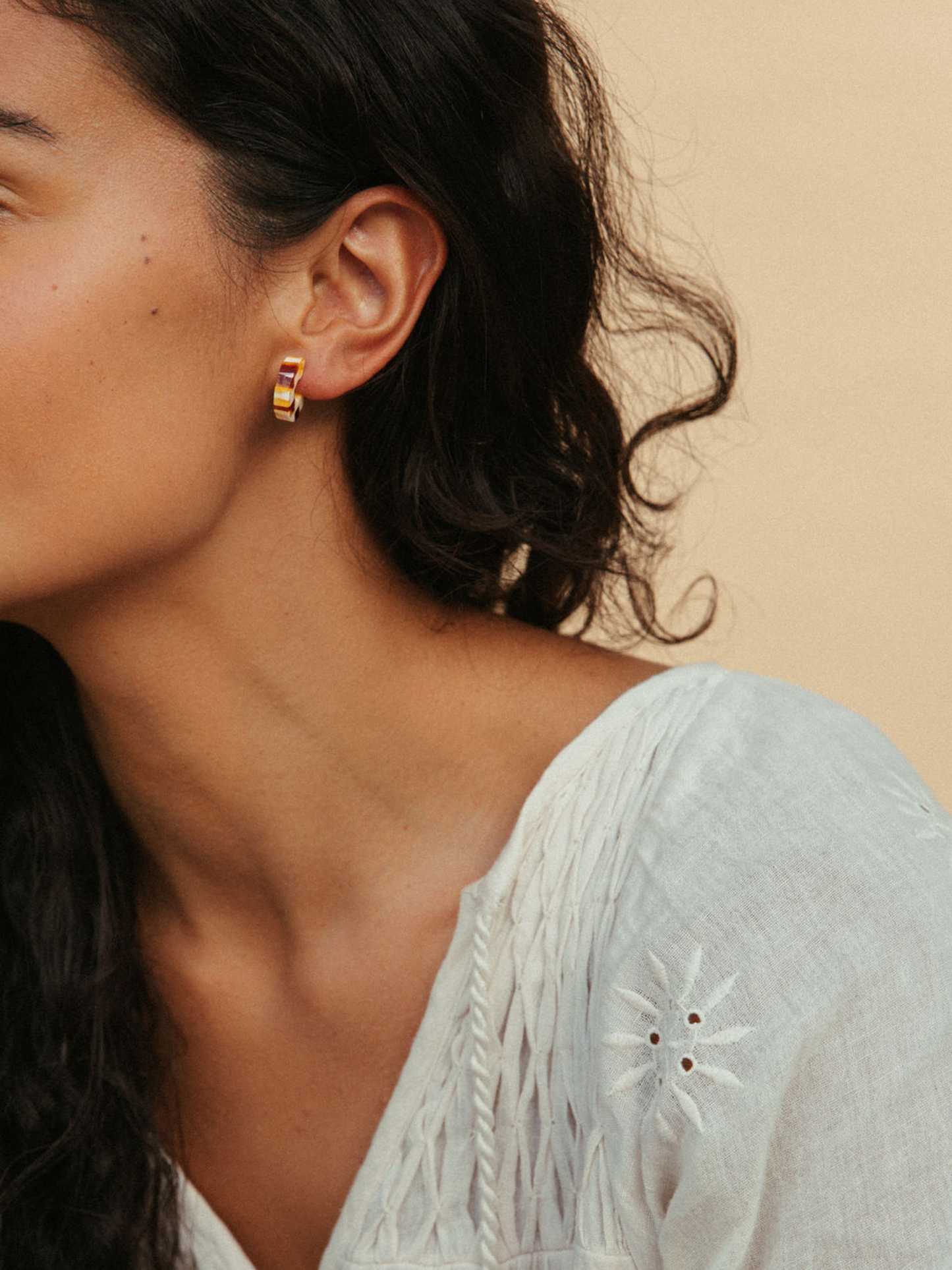 Mali | Hoop Earrings | Small Size | Assorted: Tiger Green