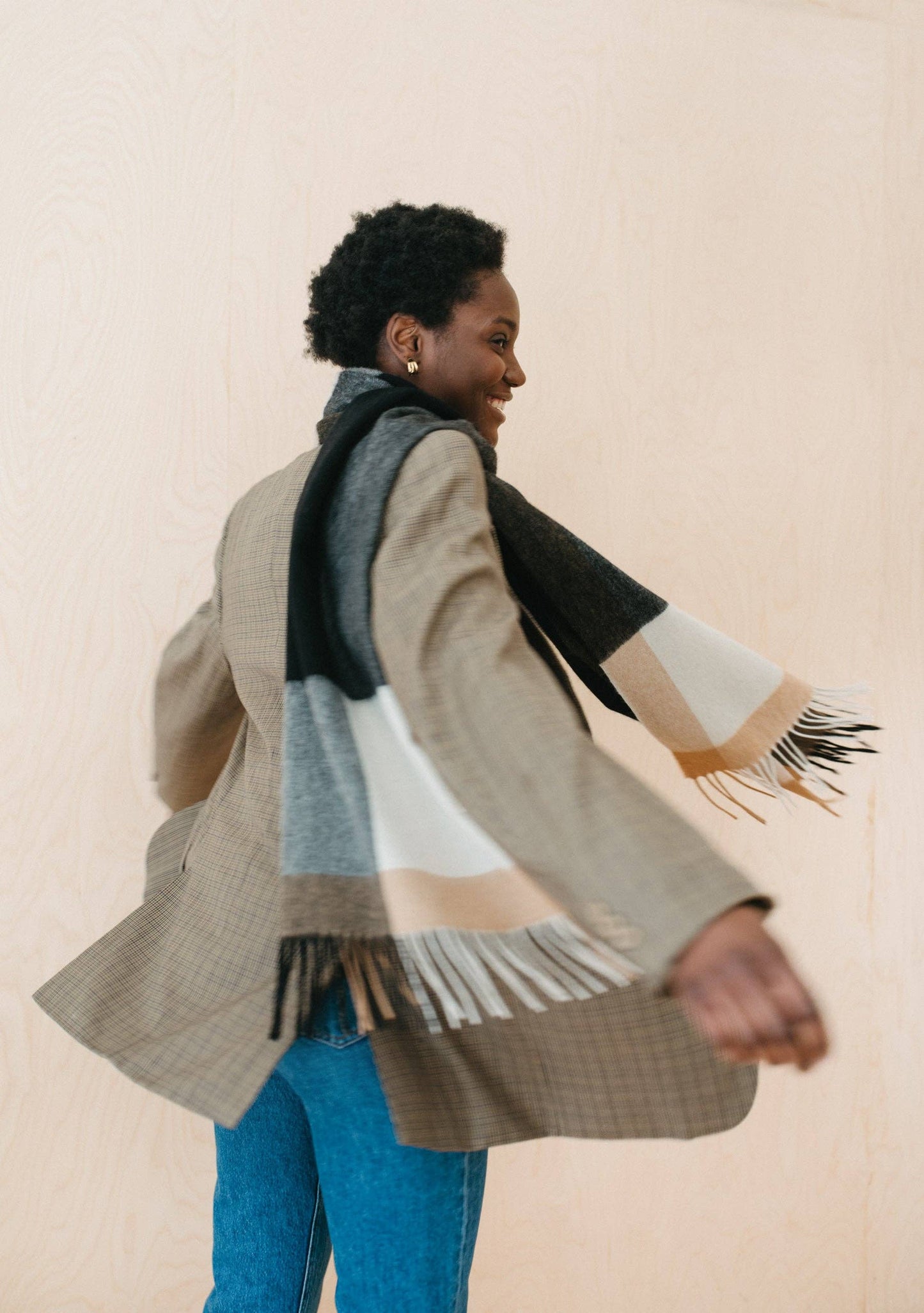 Lambswool Oversized Scarf | Monochrome Check