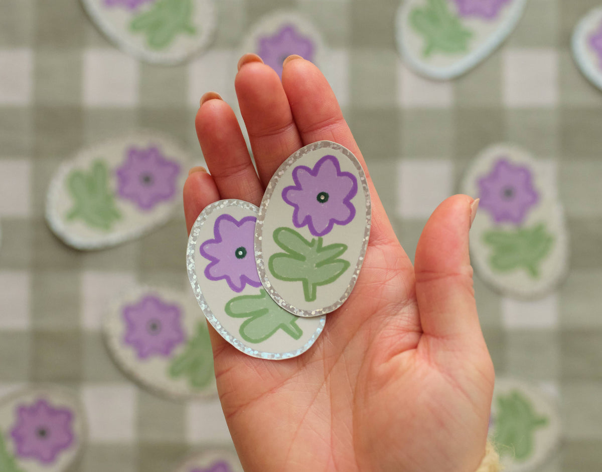 Purple Flower Holographic Sticker