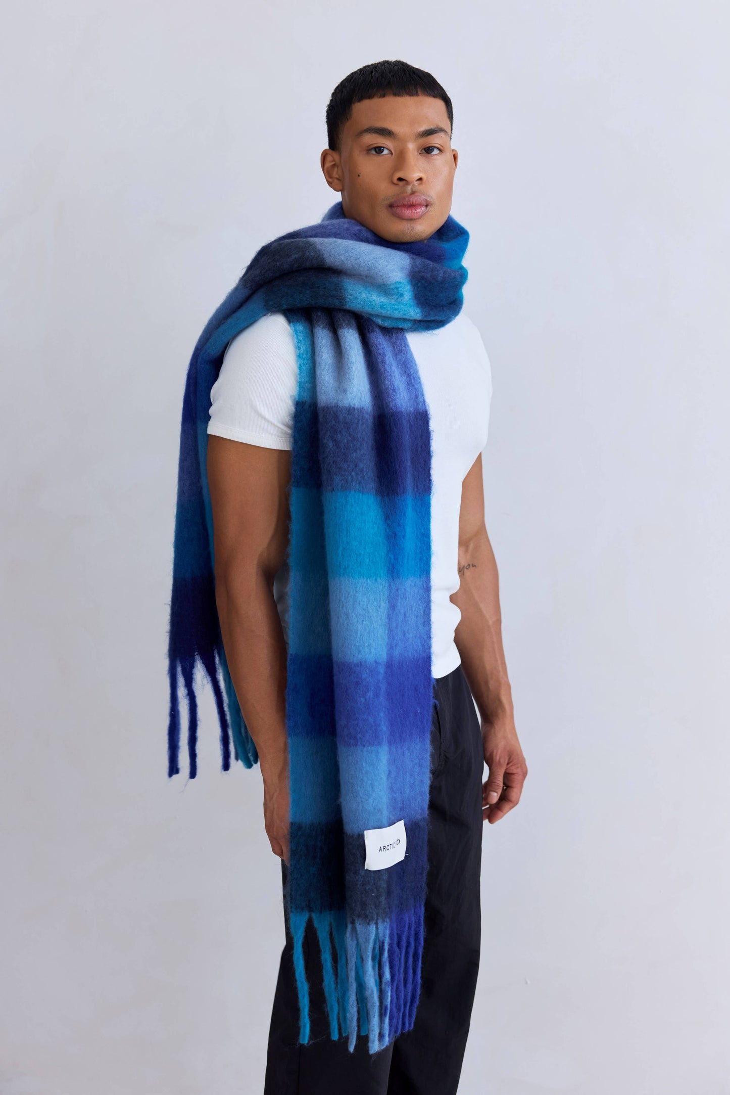 The Reykjavik Scarf - 100% Recycled - Blue Check - AW25