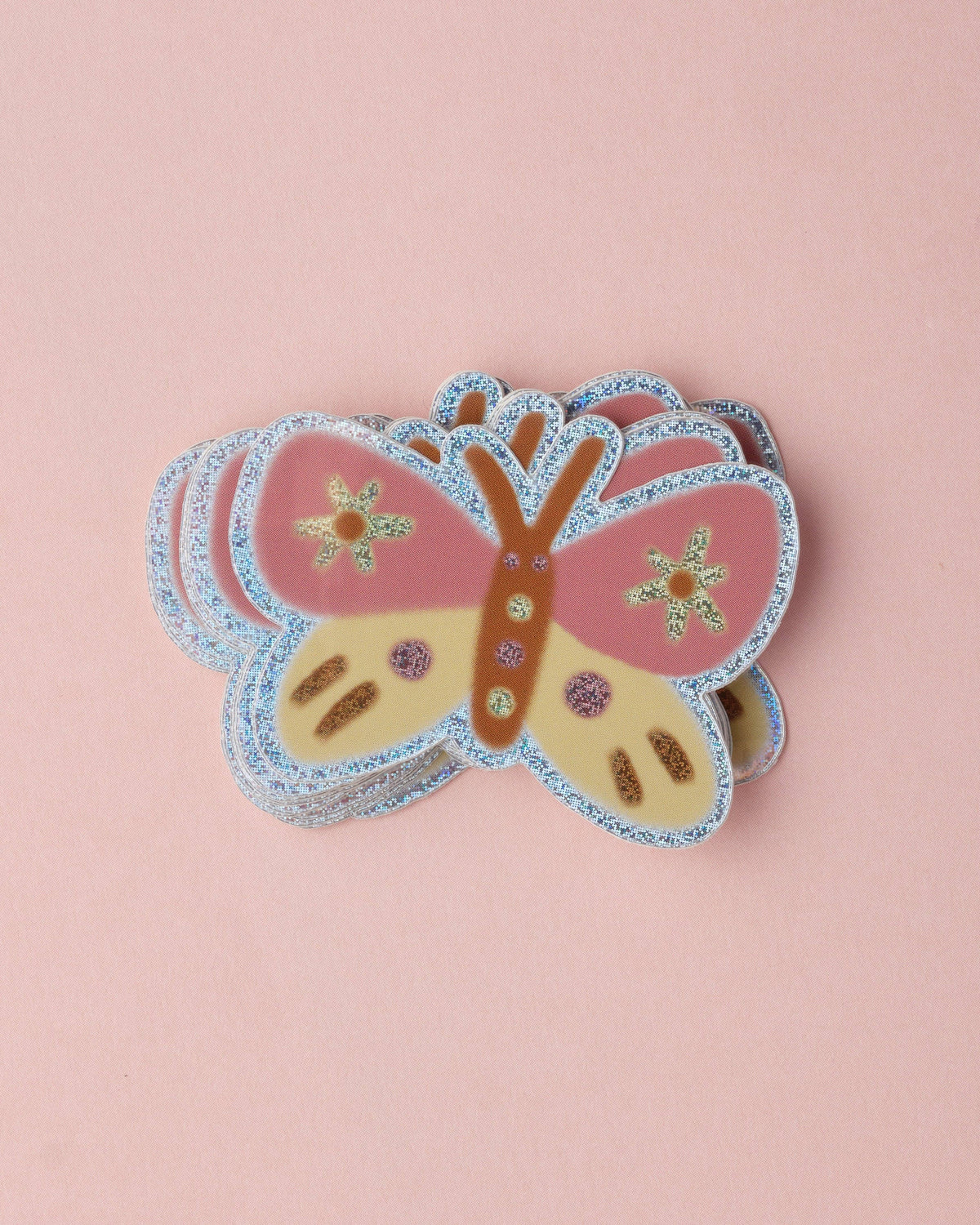 Pink Butterfly Holographic Sticker