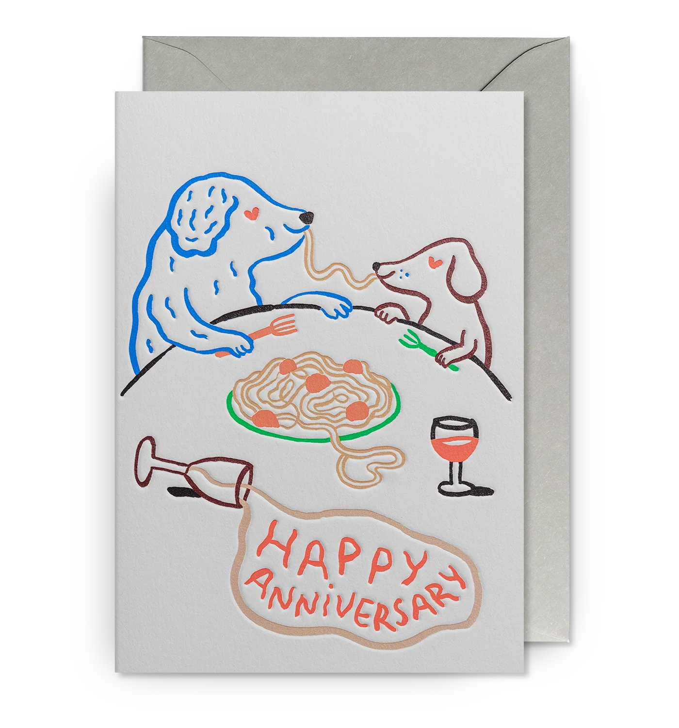 Dog Spaghetti Anniversary Card