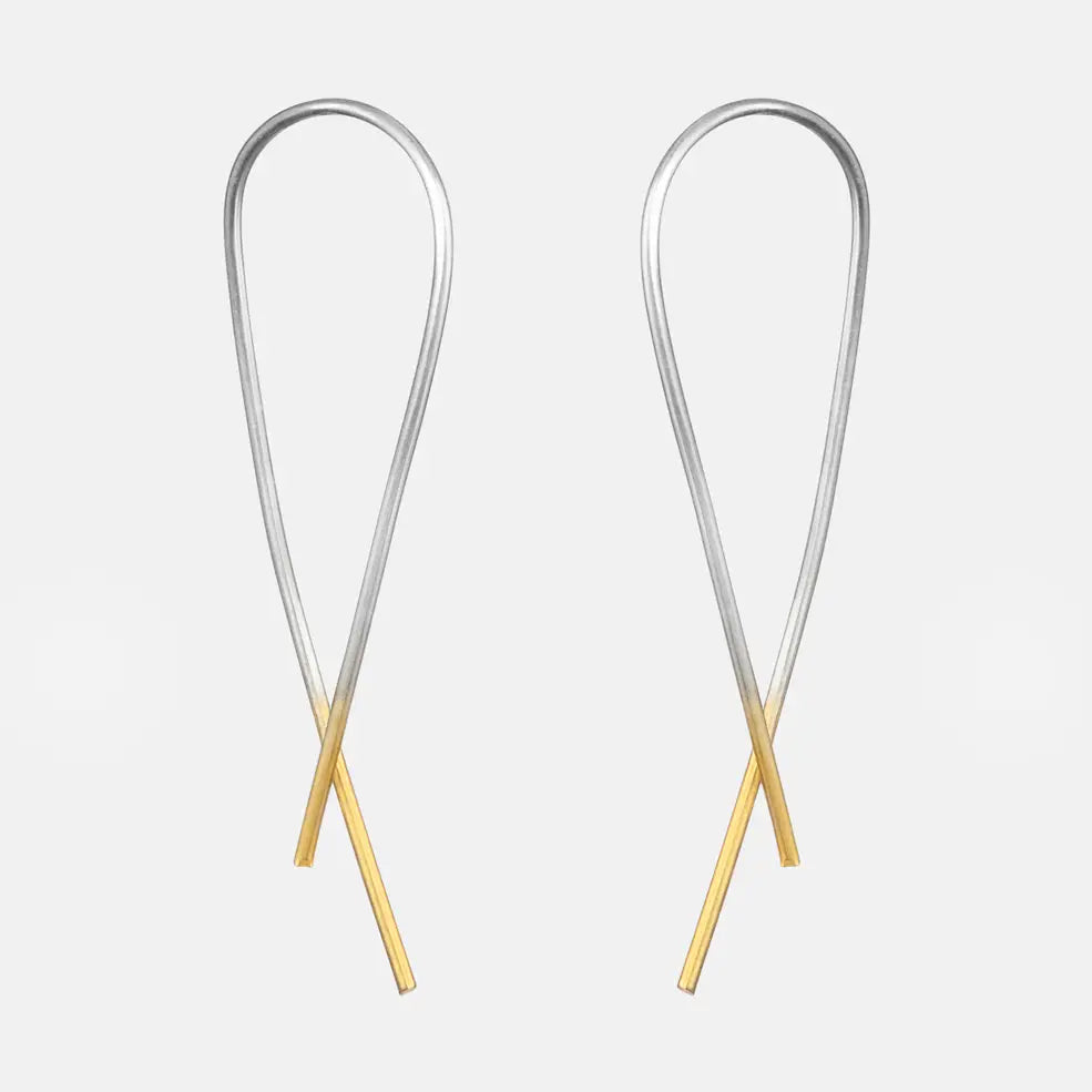 Gold Dipped Crossover Earrings