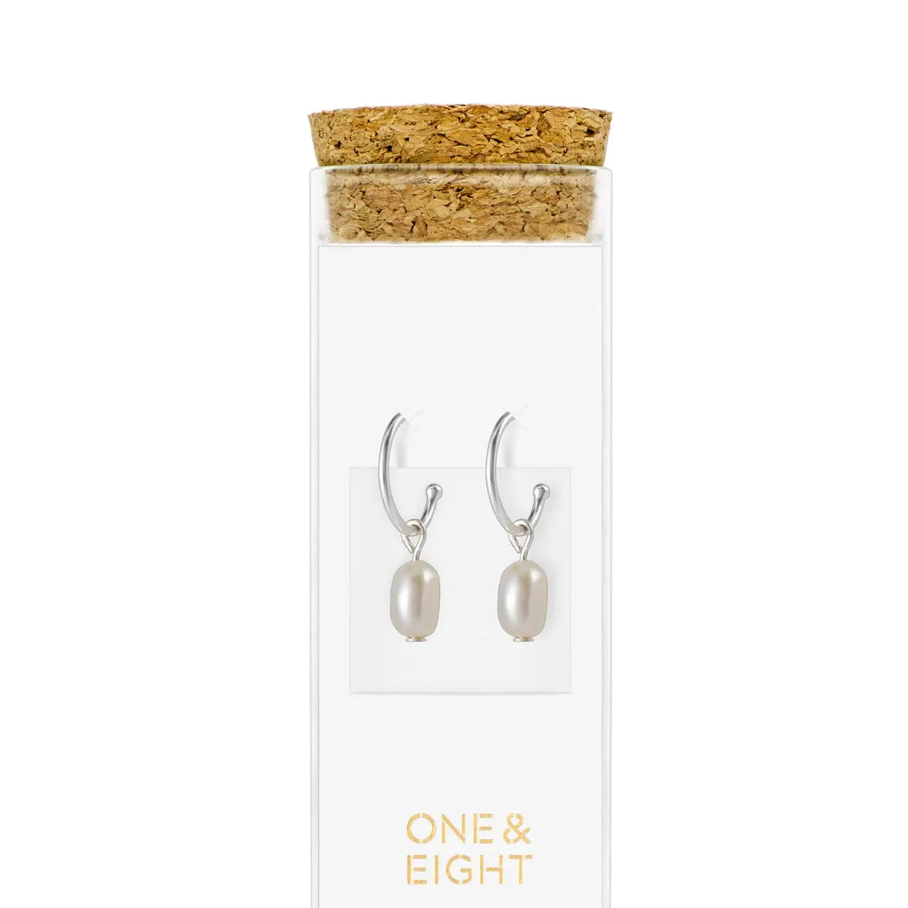 Silver Pearl Drop Studs