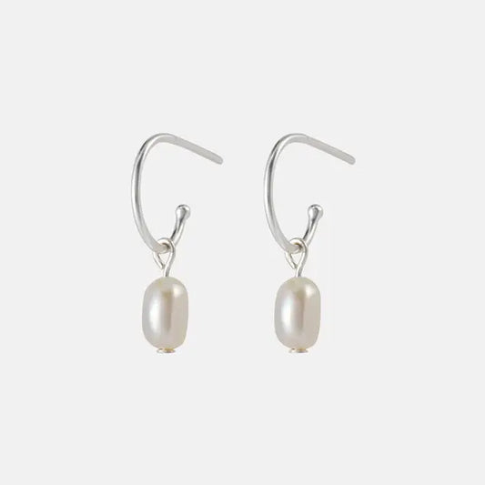 Silver Pearl Drop Studs