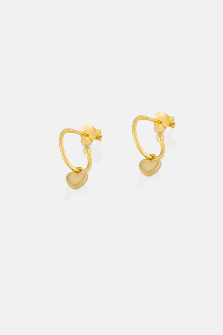 Gold Latte Enamel Heart Huggies