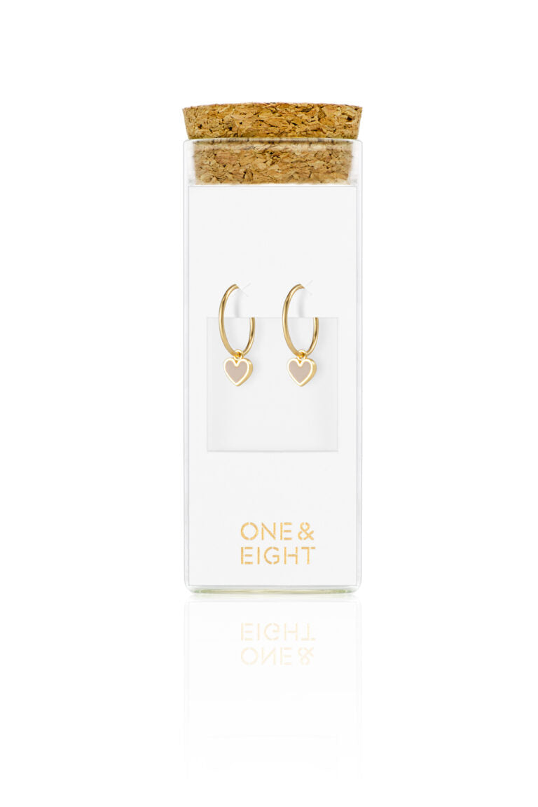 Gold Latte Enamel Heart Huggies