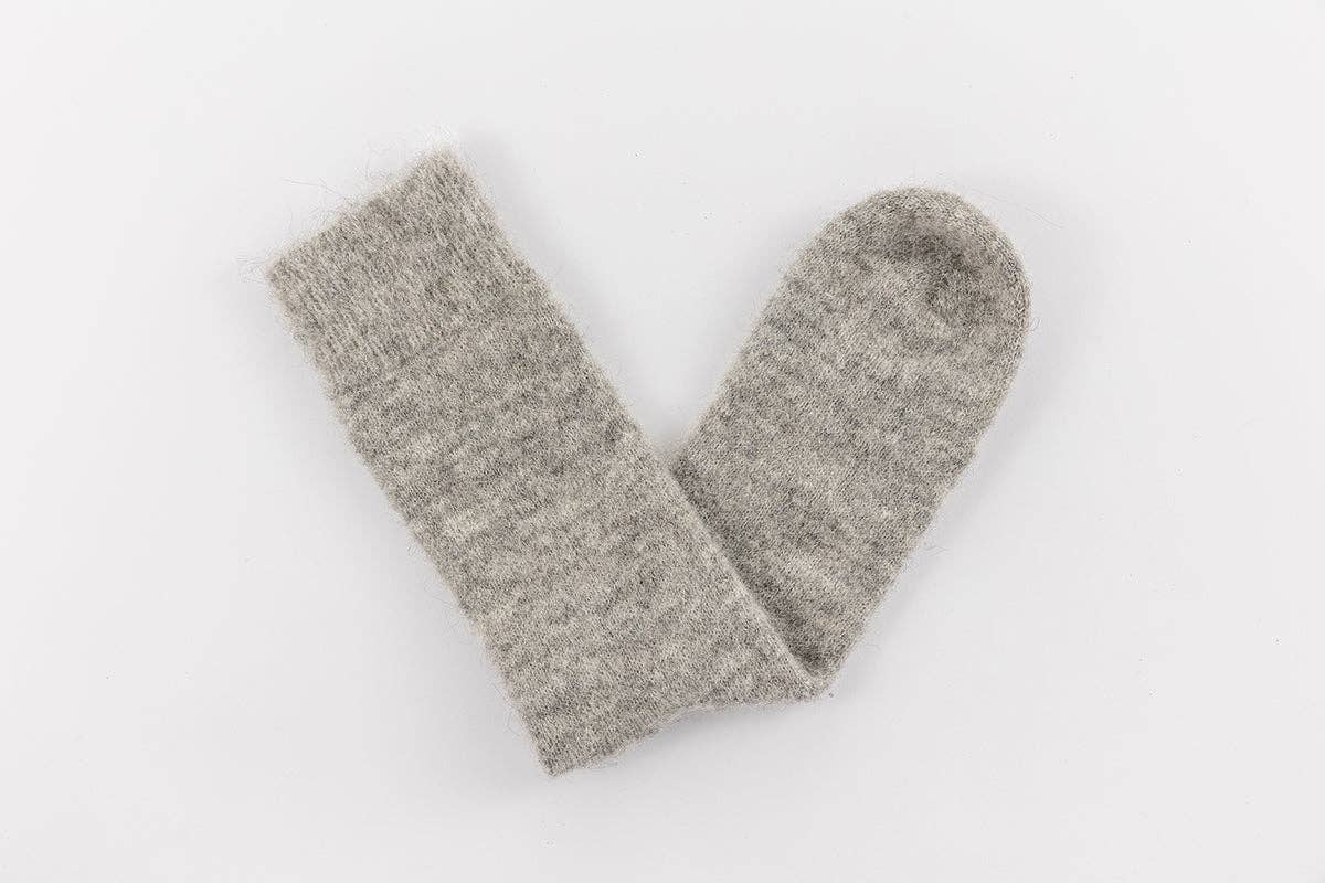 Ultra Soft Undyed Alpaca Bed Socks | Grey