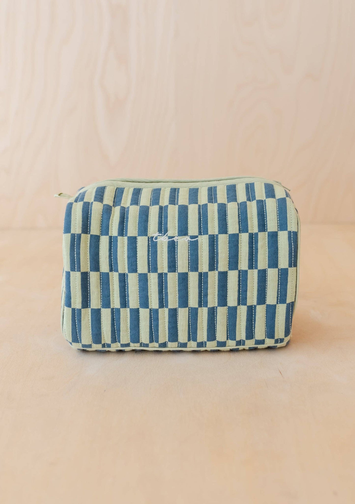 Cotton Wash Bag | Green Checkerboard