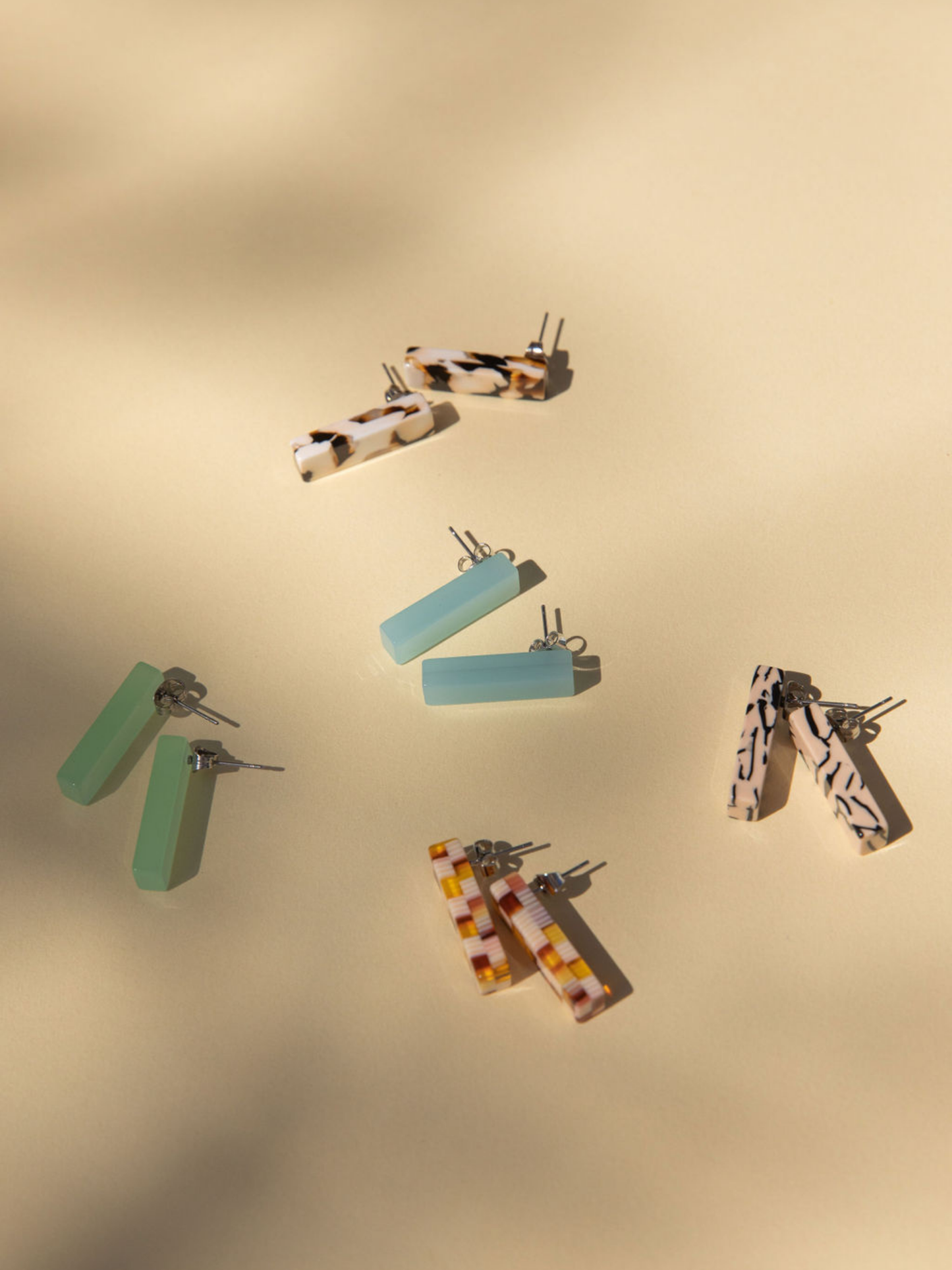 Ivy | Checkered | Yellow + Cream Stud Earrings | Medium Size