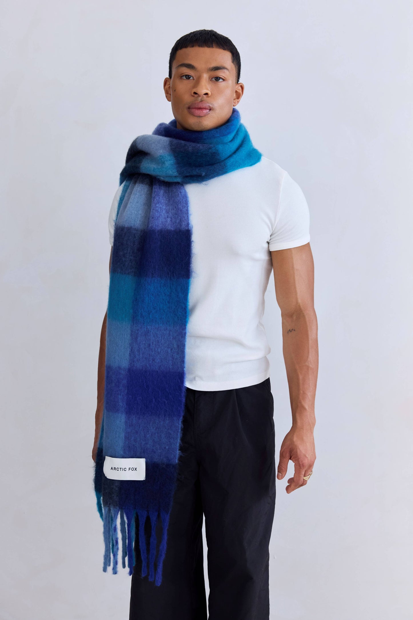 The Reykjavik Scarf - 100% Recycled - Blue Check - AW25