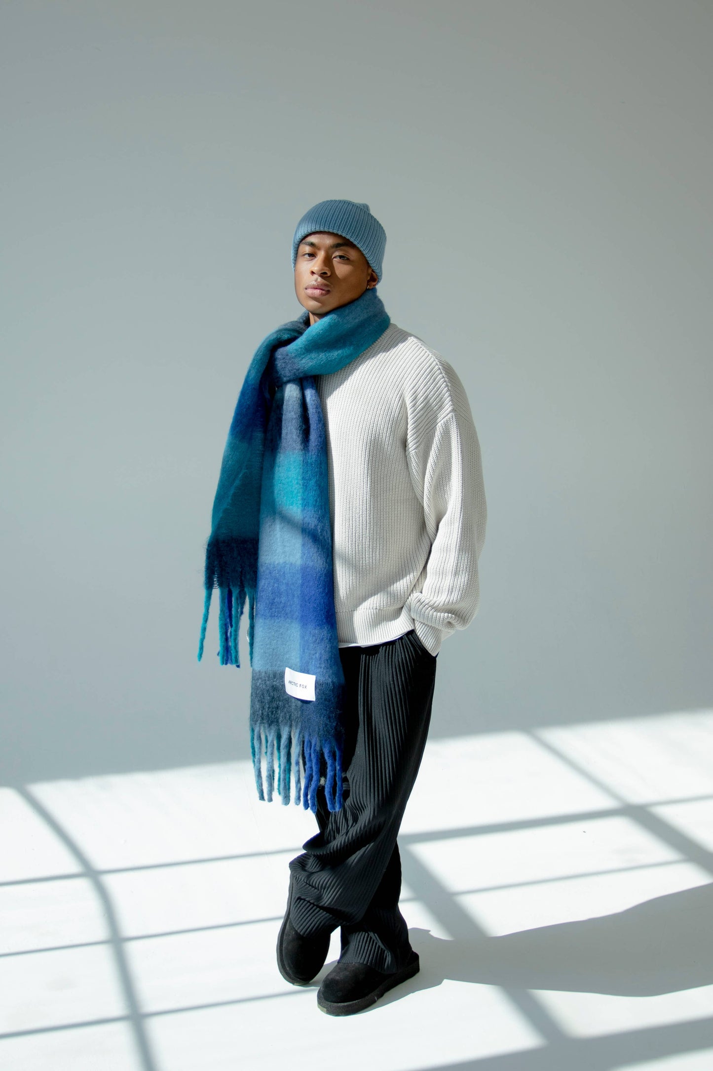 The Reykjavik Scarf - 100% Recycled - Blue Check - AW25