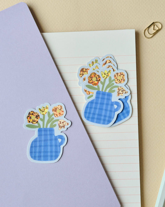 Flower Vase Holographic Sticker