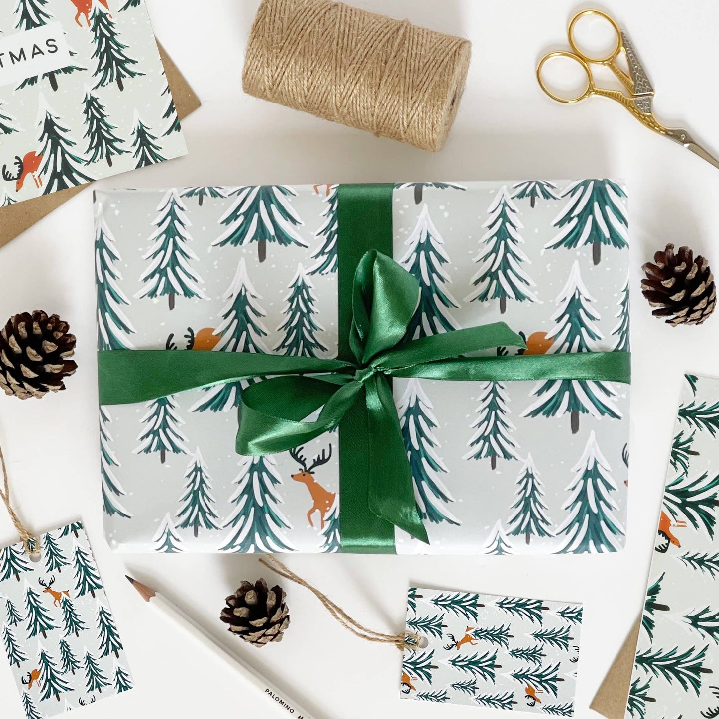 Reindeer and Christmas Tree Gift Wrap