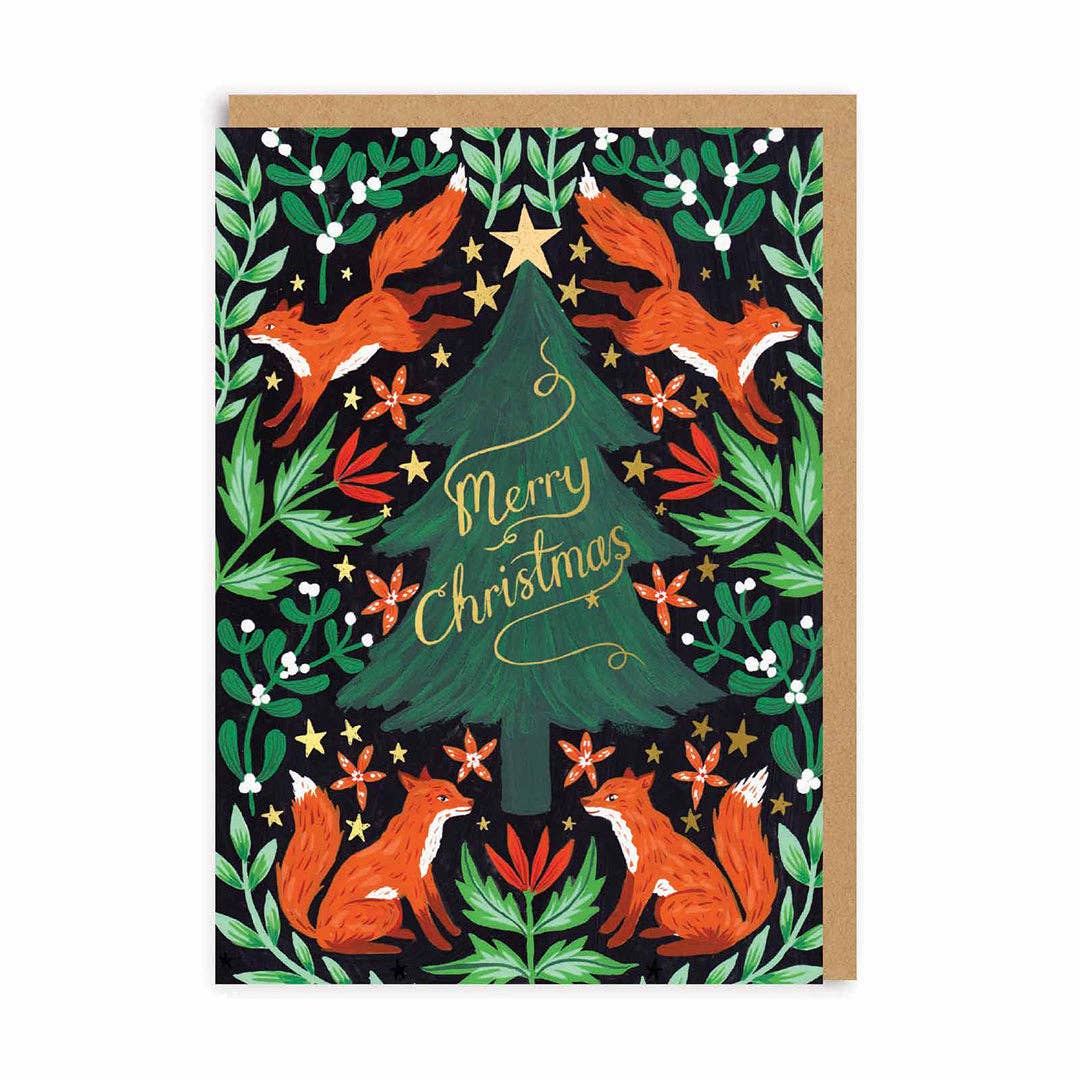 Fox Christmas Tree Card