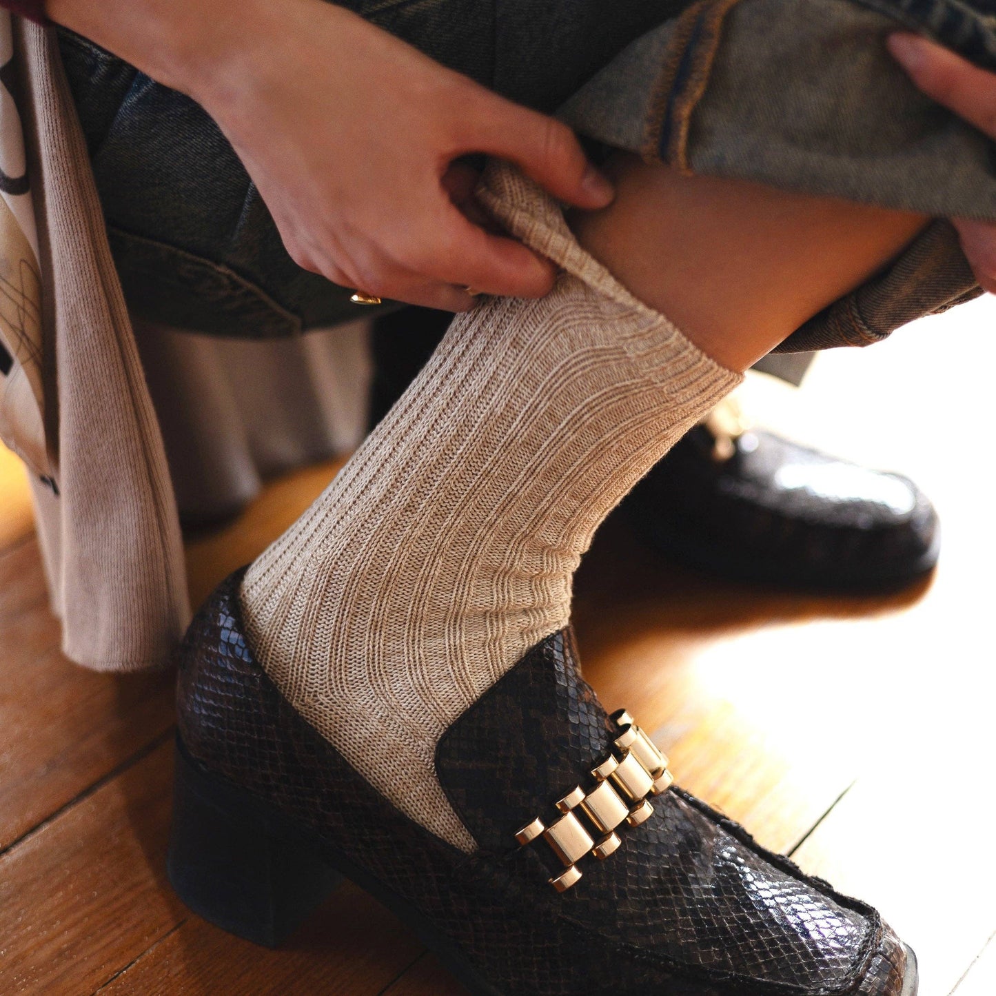 Cotton Pattern Socks | Beige