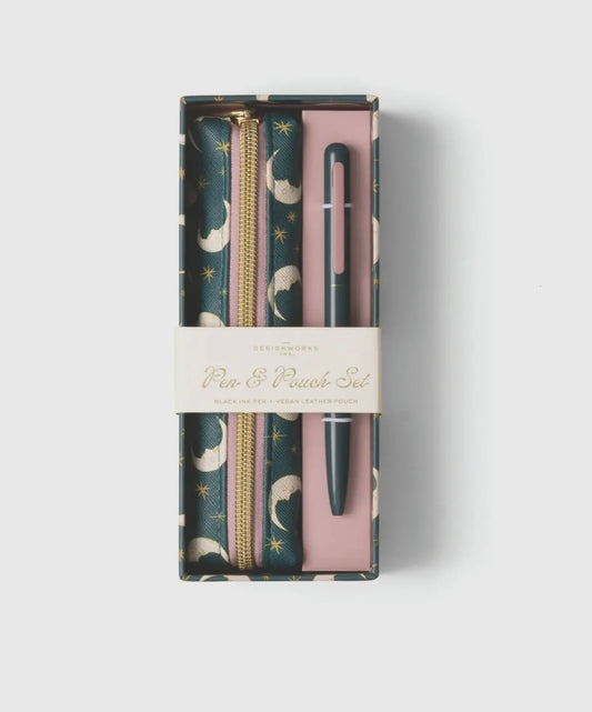Pen and Pouch Set | Teal Moon