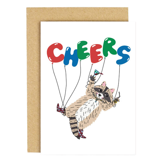 Cheers Raccoon Birthday Card