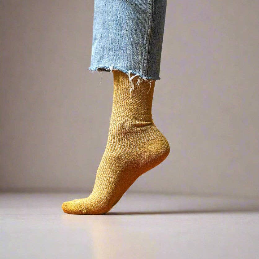 KLUE Glitter Lurex socks in eco-friendly Lyocell | Mustard: 36-40