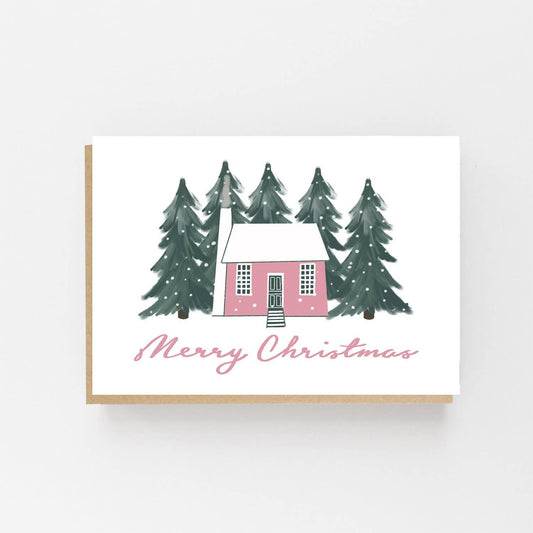 Scandinavian Pink House Card