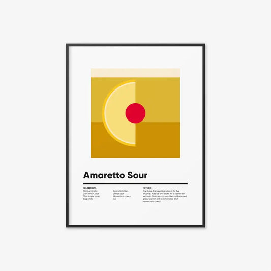 Amaretto Sour Cocktail Print | A4