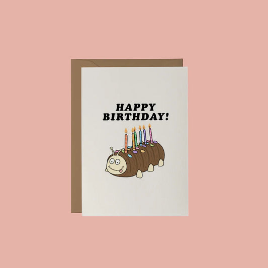 Caterpillar Cake Happy Birthday Card