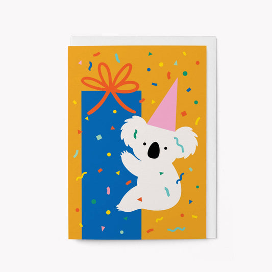 Surprise Gift Koala - Party Animals Greeting Card: Cello free