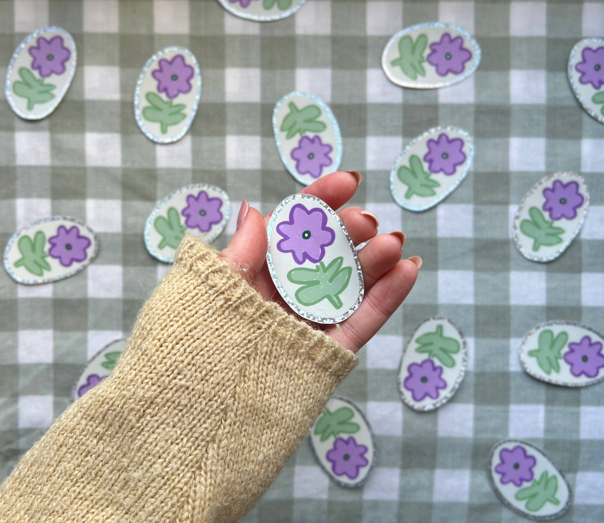 Purple Flower Holographic Sticker