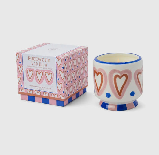 A Dopo Hearts Ceramic Candle | Rosewood & Vanilla