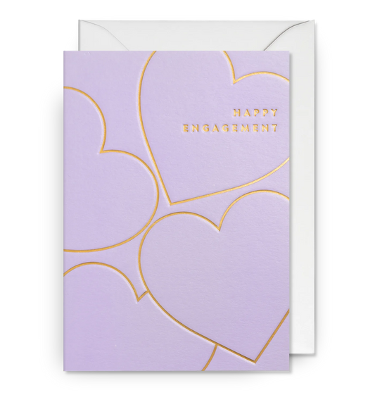 Gold Hearts Engagement Card