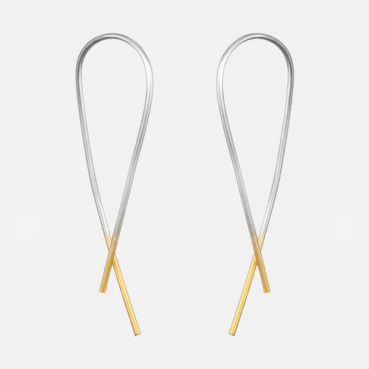 Gold Dipped Crossover Earrings