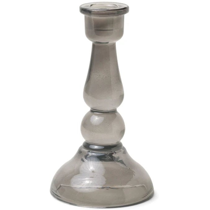 Tall Glass Taper Holder | Smoke