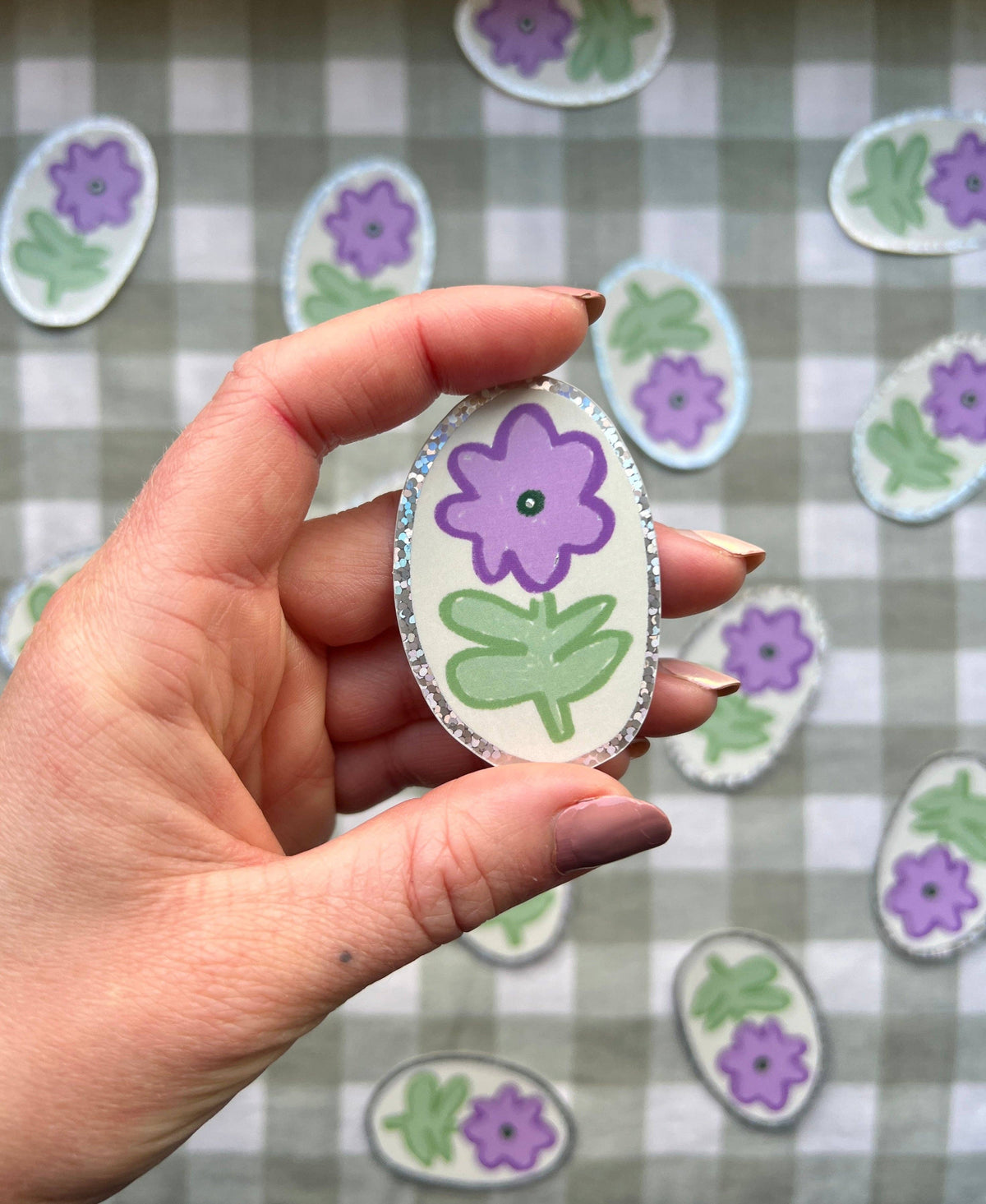 Purple Flower Holographic Sticker