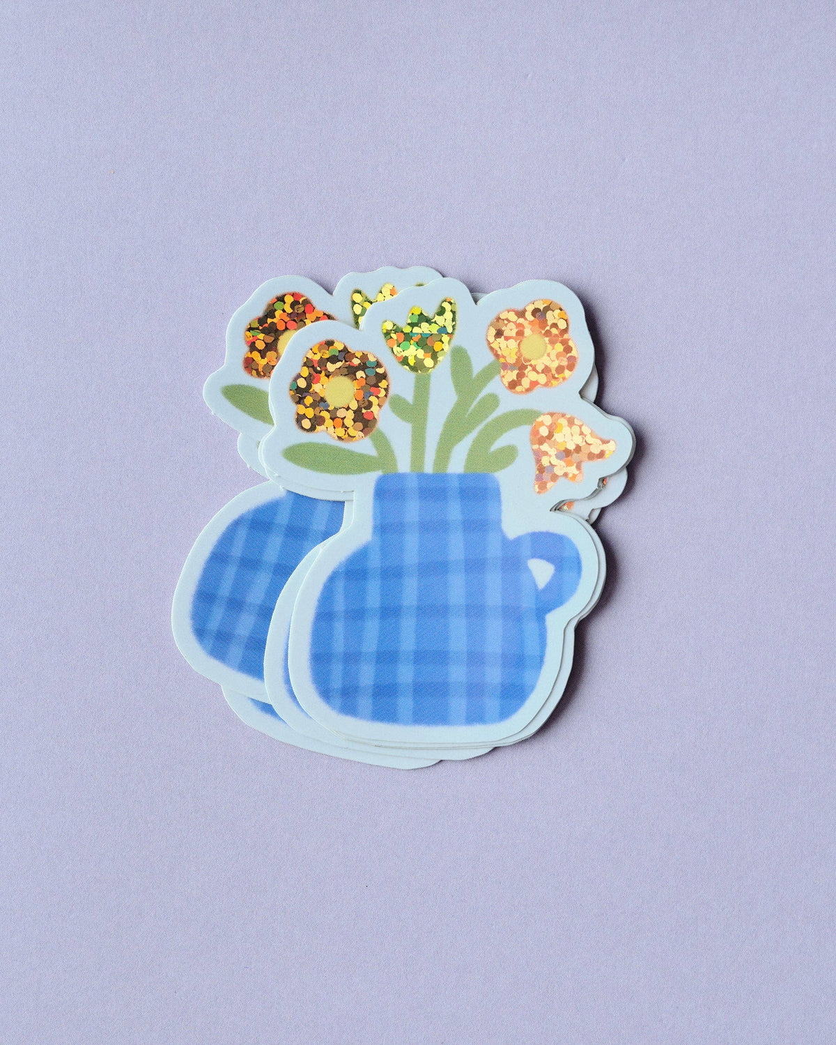 Flower Vase Holographic Sticker