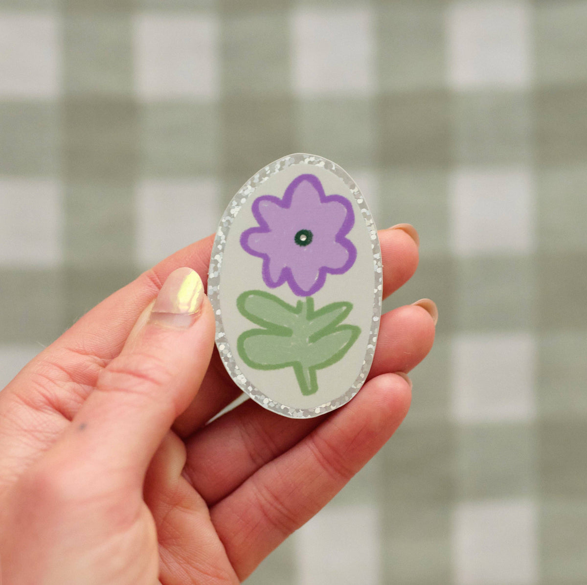 Purple Flower Holographic Sticker