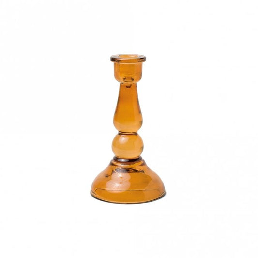 Tall Glass Taper Holder | Amber