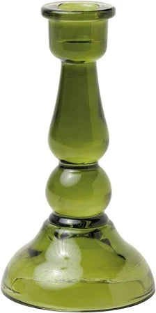 Tall Glass Taper Holder | Green